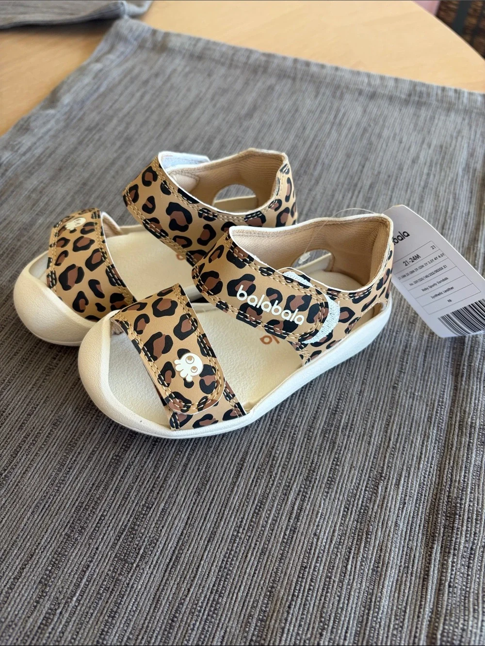 Bolabola Leopard Print Kids Sandals - Tan and Black